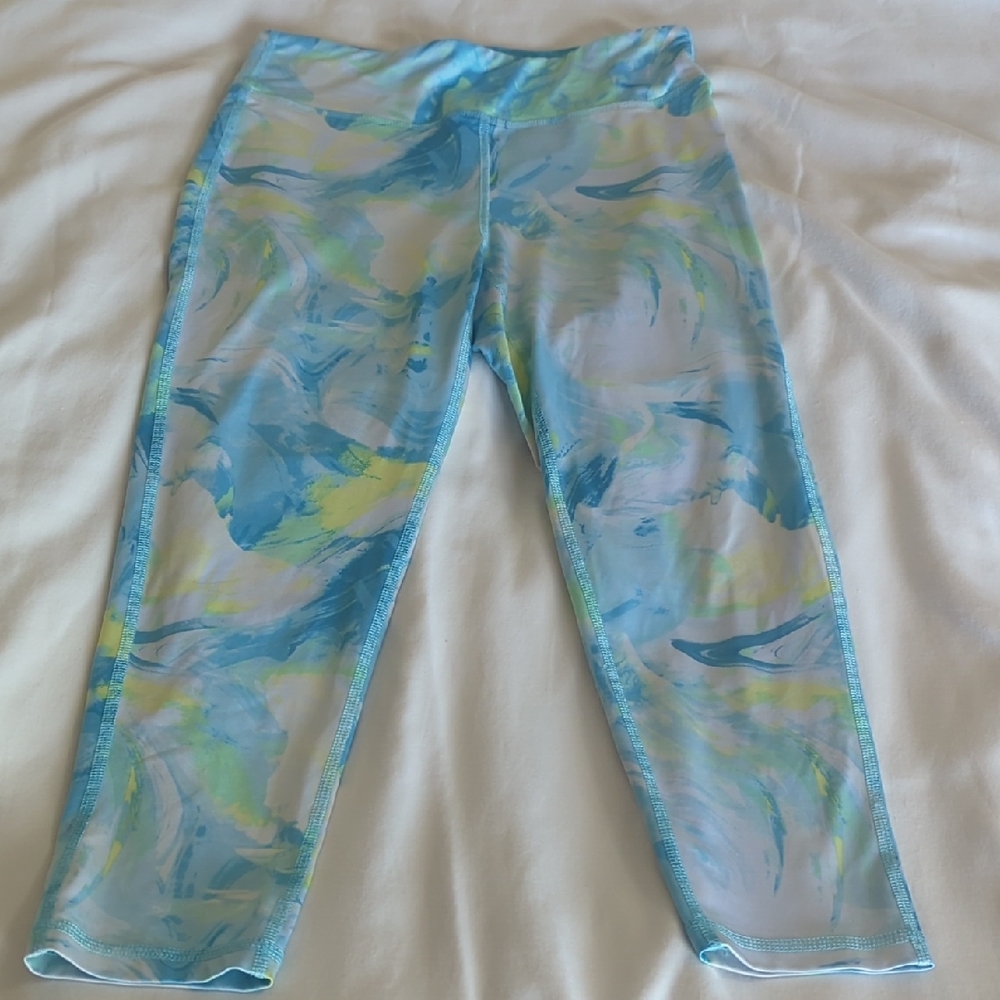 Leggings Girls Xlg Ideology Watercolor Pattern Blue & Yellow Comfort